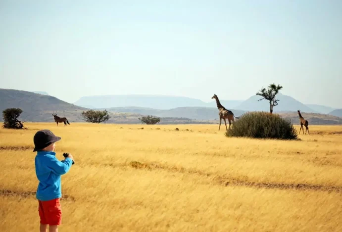 Safári com criança na África do Sul