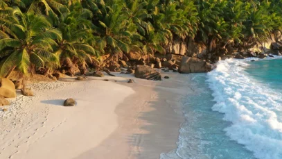 roteiro-seychelles Foto de uma praia em um roteiro por Seychelles.