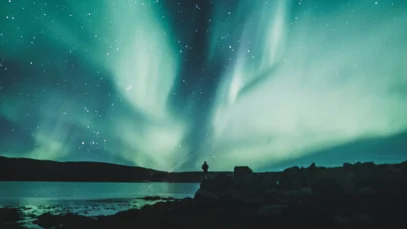 Aurora boreal em viagem para a Islândia