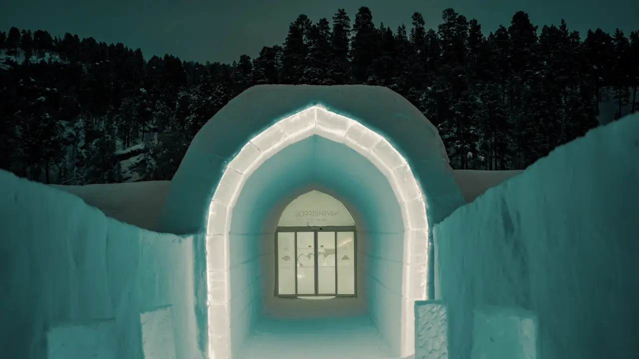 Um hotel esculpido em gelo que nasce e desaparece a cada inverno sob um dos céus mais espetaculares da Noruega.