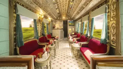 Interior do trem Palace on Wheels.