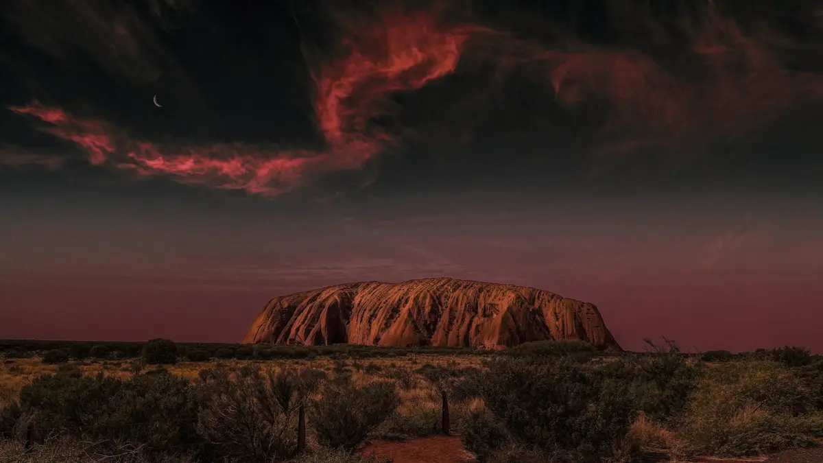 Deserto australiano à noite.