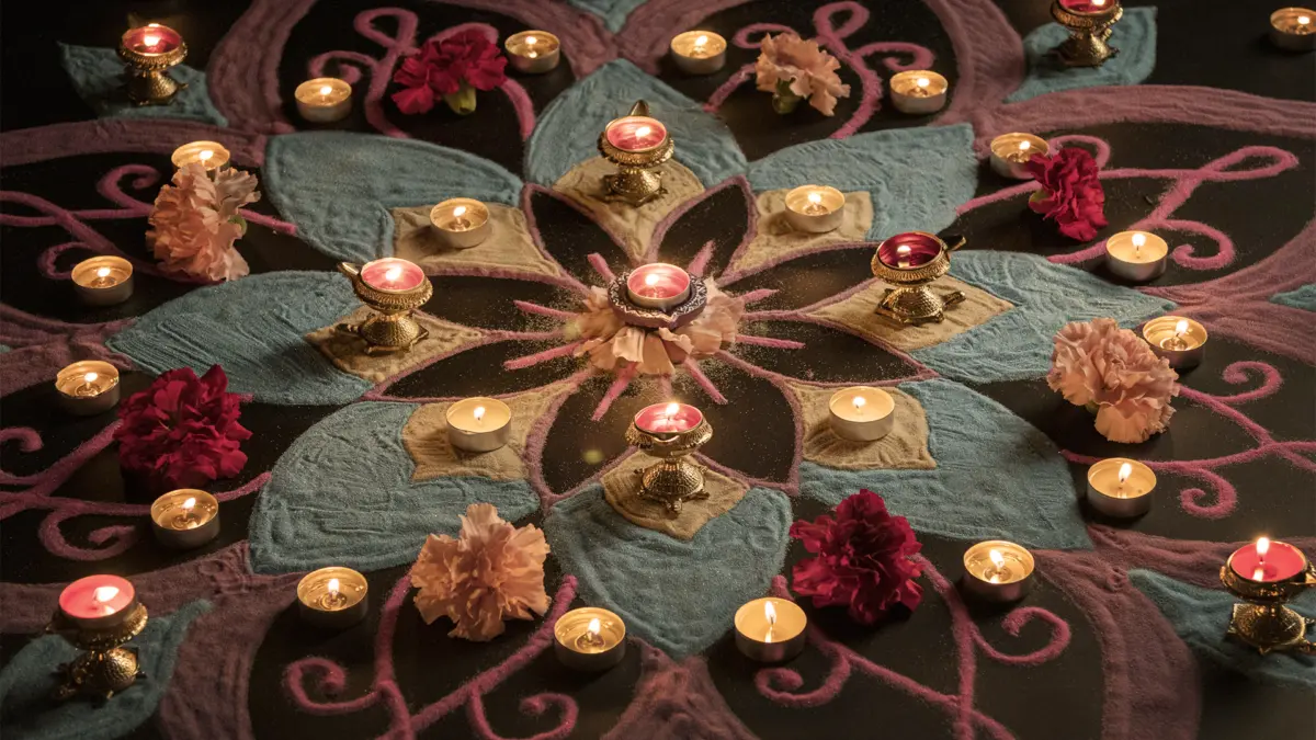 diwali2 Rangolis: desenhos feitos no chão.